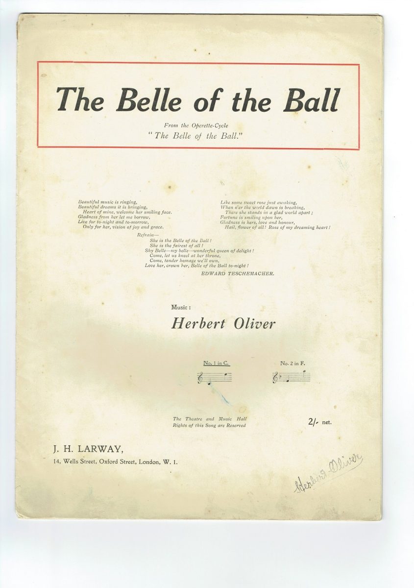 The BELLE of the BALL Edward Teschemacher Herbert Oliver Sheet Music MCMXIX 1919 - Image 1