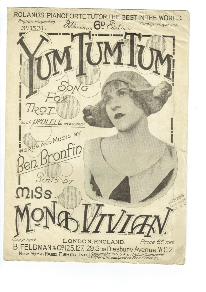 YUM TUM TUM Song Fox Trot UKULELE Ben Bronfin Sheet Music 1924 Vintage