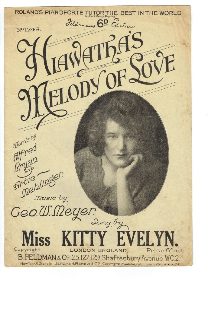 HIAWATHAS MELODY of LOVE Alfred Bryan Artie Mehlinger Sheet Music 1920