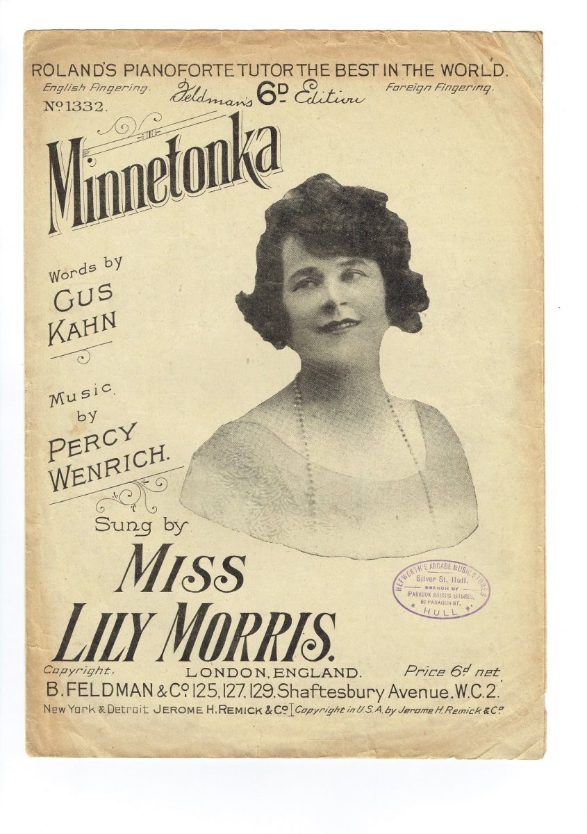 MINNETONKA Gus Kahn Percy Wenrich Miss Lily Morris Sheet Music 1921 - Image 1