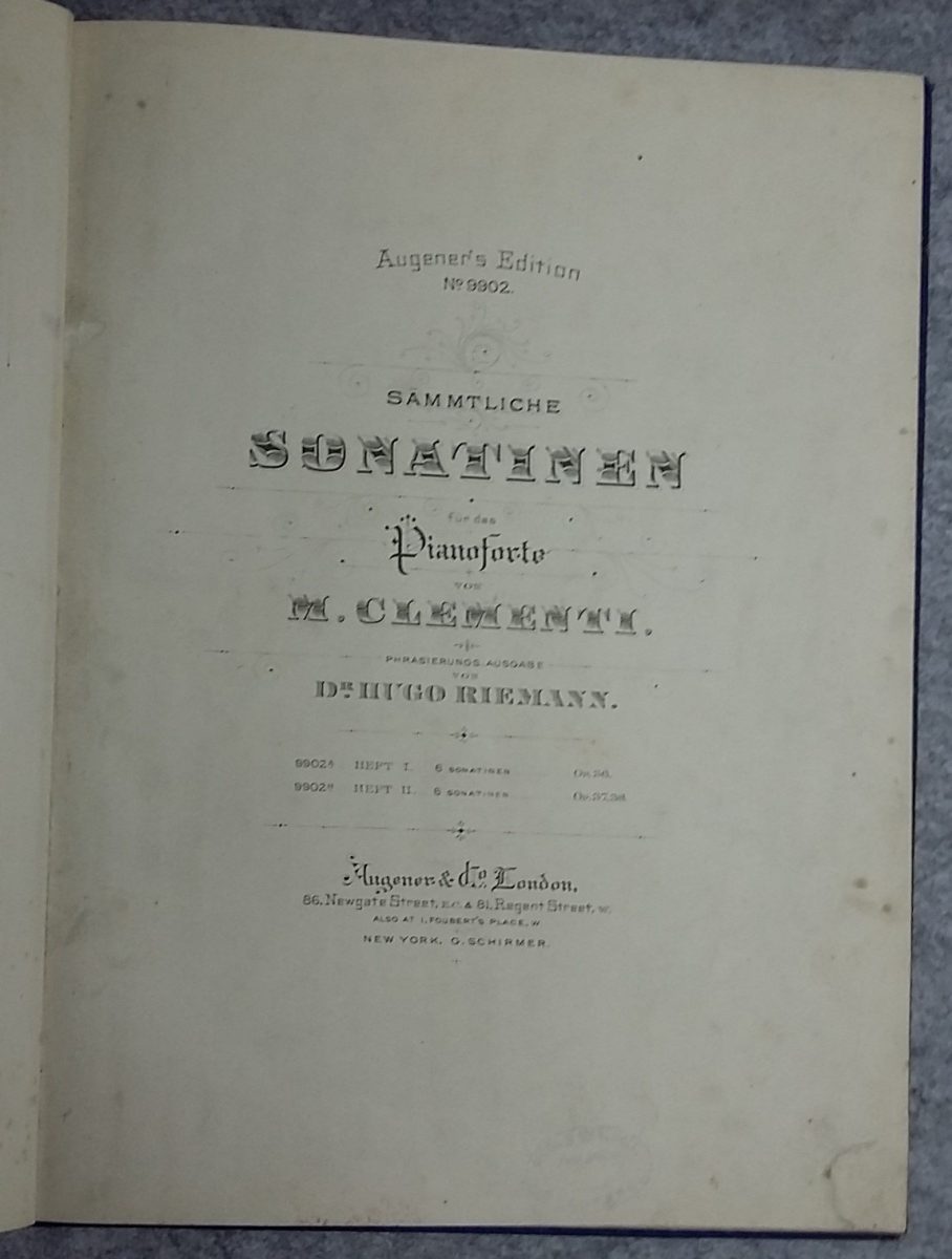 Sammtliche Sonatinen Pianoforte Muzio Clementi Sheet Music Hugo Rieman Augener - Image 4