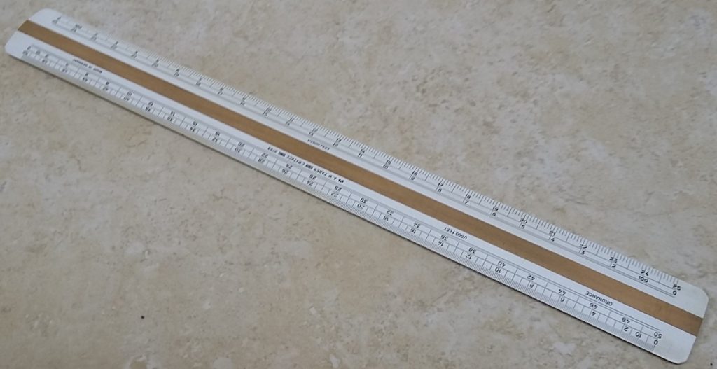 ORDNANCE Scale Ruler A.W.Faber Castell 2723 Boxwood & Celluloid Vintage