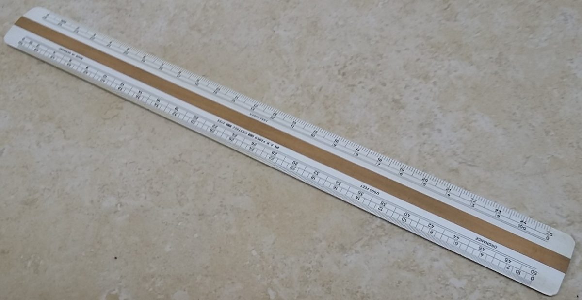 ORDNANCE Scale Ruler A.W.Faber Castell 2723 Boxwood & Celluloid Vintage - Image 6