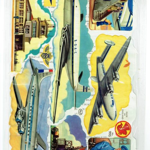 2 Sheet Mamelok Press MLP Uncut Paper Scraps Boat/1229 Airport/995 Original 1950 - Image 2