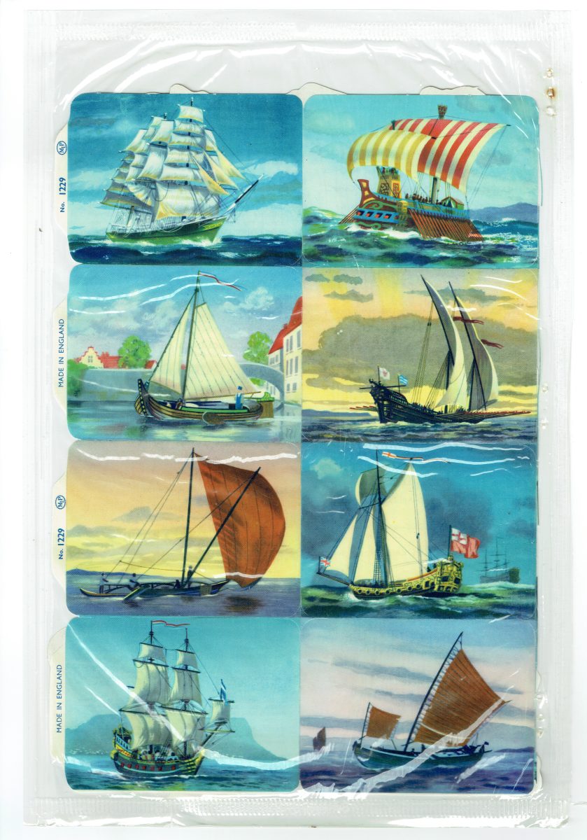 2 Sheet Mamelok Press MLP Uncut Paper Scraps Boat/1229 Train/990 Original 1950s - Image 2