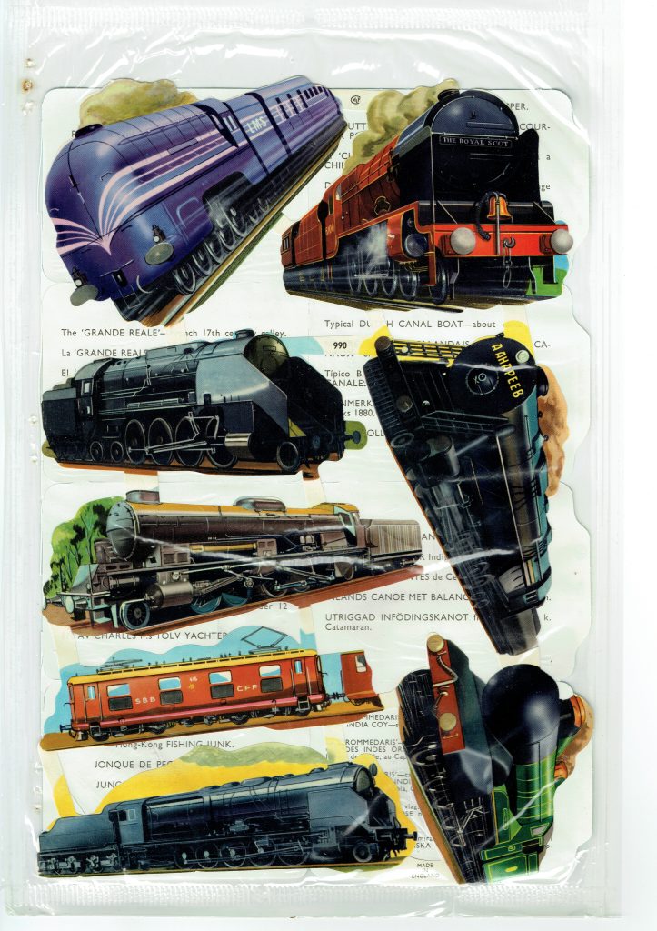 2 Sheet Mamelok Press MLP Uncut Paper Scraps Boat/1229 Train/990 Original 1950s
