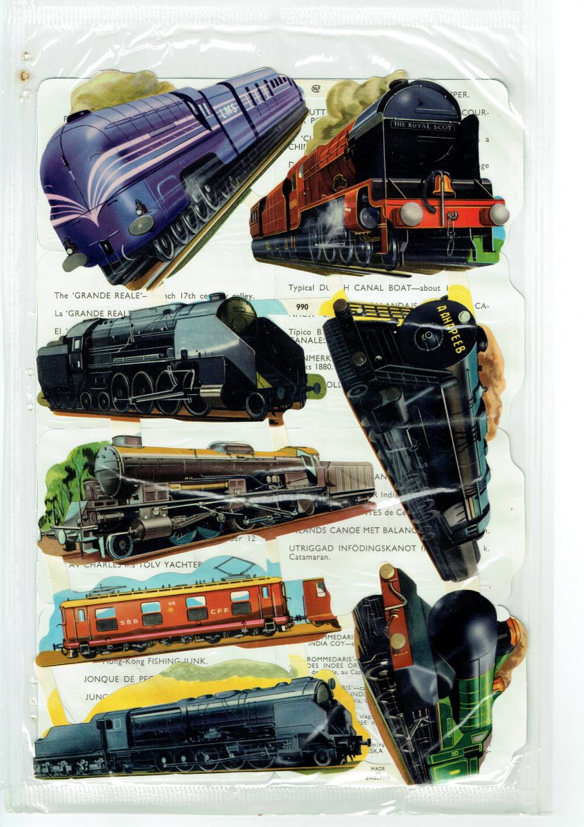 2 Sheet Mamelok Press MLP Uncut Paper Scraps Boat/1229 Train/990 Original 1950s - Image 1