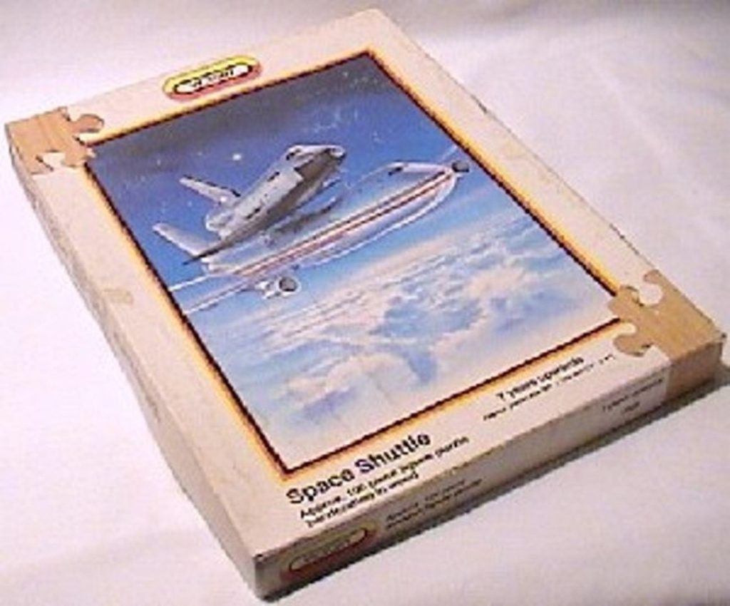Jigsaw Picture Puzzle Victory Space Shuttle Wooden 1983 Vintage