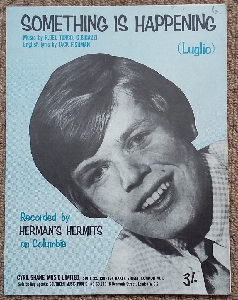 Something Is Happening Hermans Hermits Sheet Music 1968 Vintage