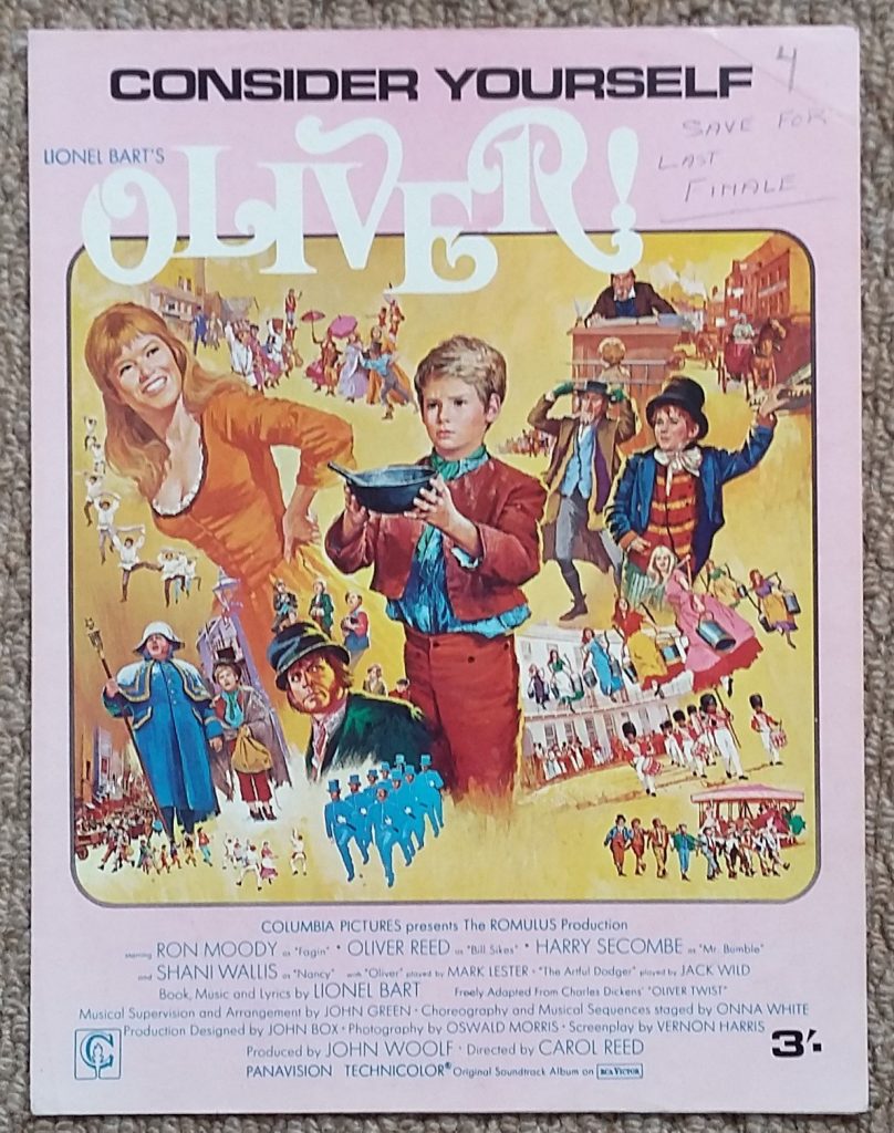 Lionel Barts Oliver Consider Yourself Sheet Music 1969 Vintage