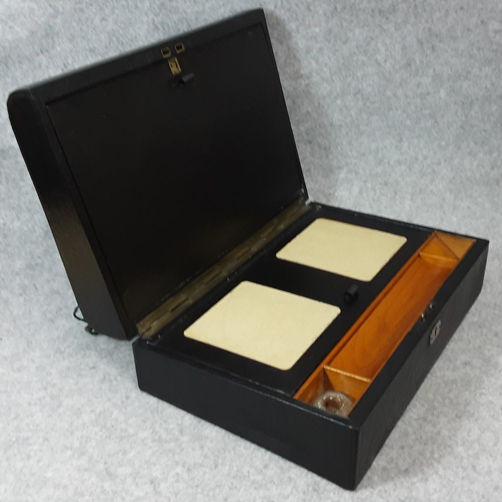 Writing Desk Slope Wood Leather Bound Box Working Lock & Key Vintage Antique
