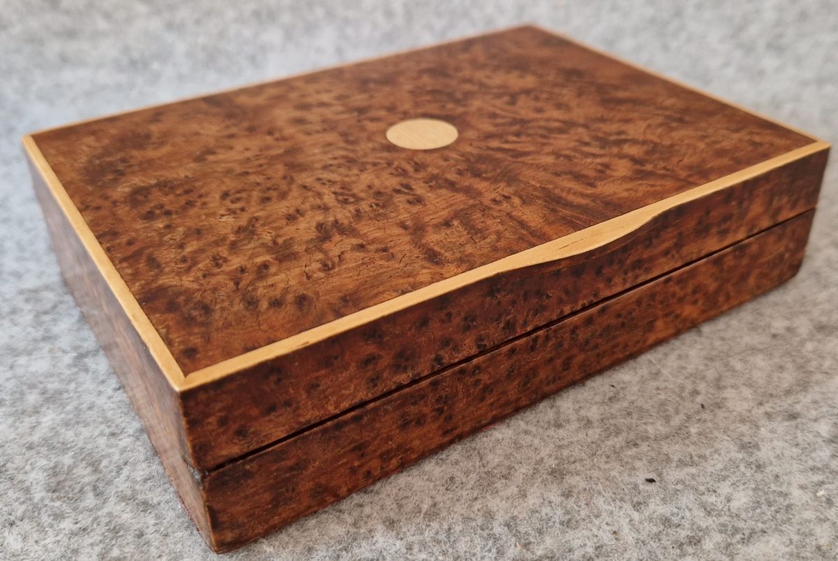 Jewellery Box Wooden Birds Eye Maple Handcrafted 2 Compartments Vintage - Image 13