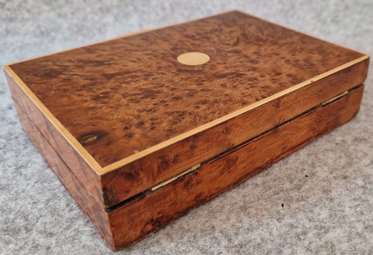 Jewellery Box Wooden Birds Eye Maple Handcrafted 2 Compartments Vintage - Image 12