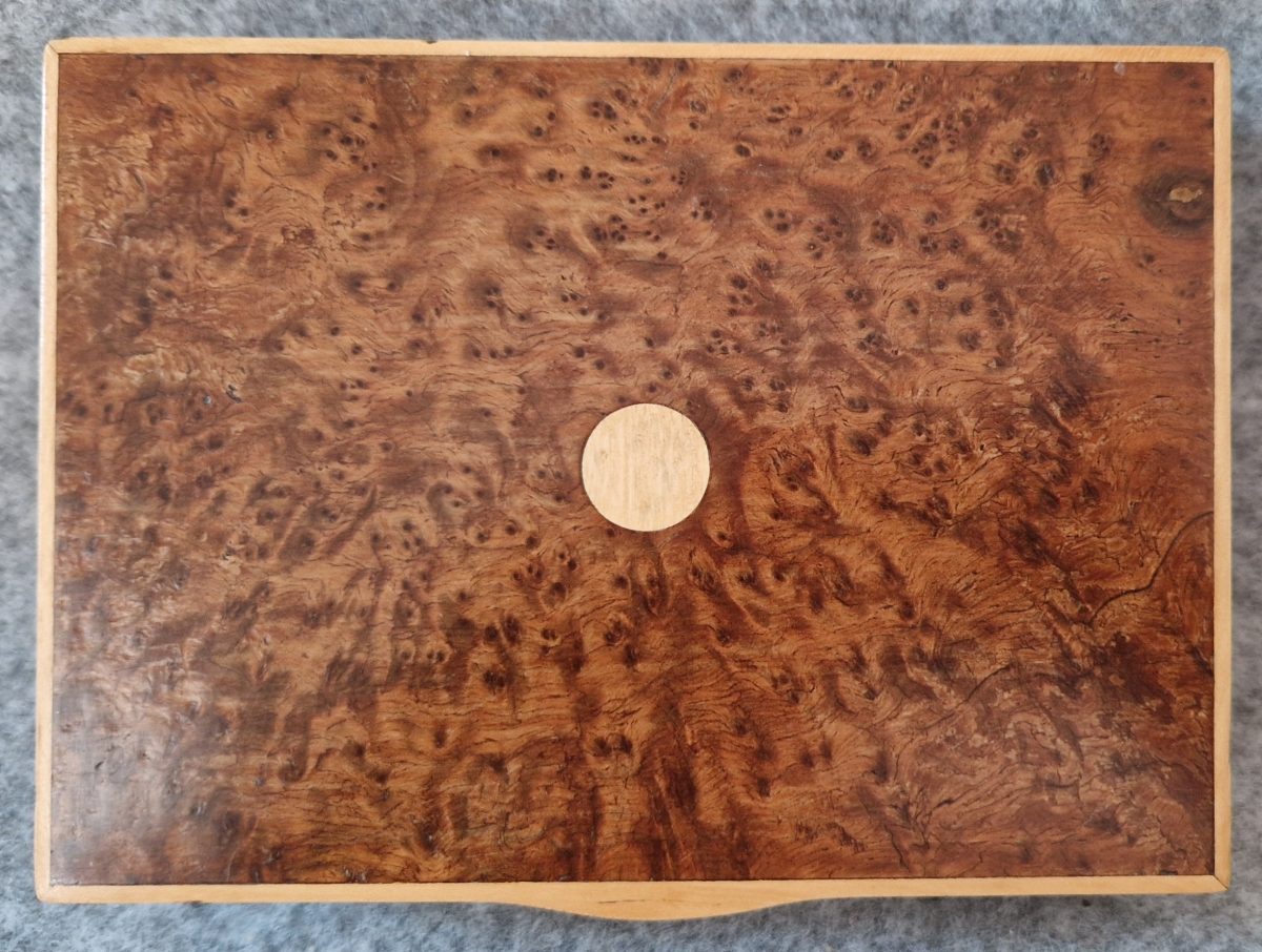 Jewellery Box Wooden Birds Eye Maple Handcrafted 2 Compartments Vintage - Image 11