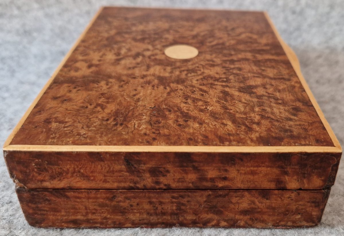 Jewellery Box Wooden Birds Eye Maple Handcrafted 2 Compartments Vintage - Image 3