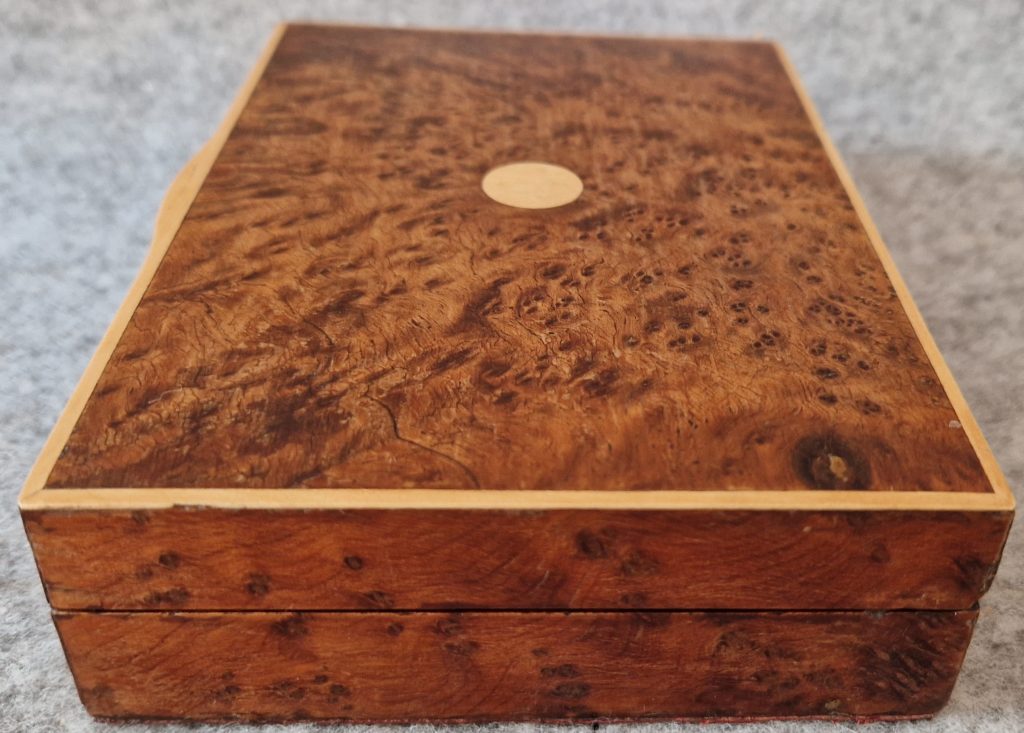 Jewellery Box Wooden Birds Eye Maple Handcrafted 2 Compartments Vintage