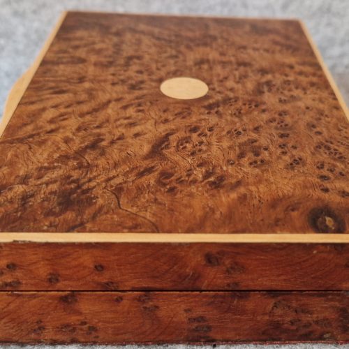 Jewellery Box Wooden Birds Eye Maple Handcrafted 2 Compartments Vintage - Image 7