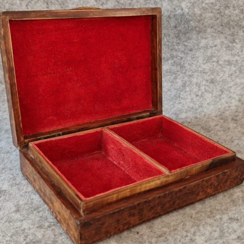 Jewellery Box Wooden Birds Eye Maple Handcrafted 2 Compartments Vintage - Image 6