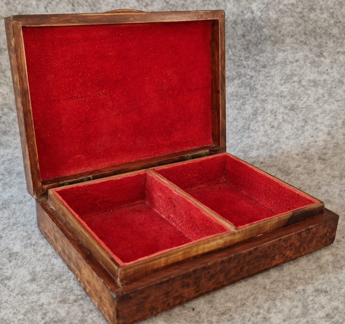 Jewellery Box Wooden Birds Eye Maple Handcrafted 2 Compartments Vintage - Image 6