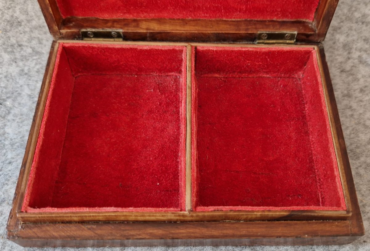 Jewellery Box Wooden Birds Eye Maple Handcrafted 2 Compartments Vintage - Image 5