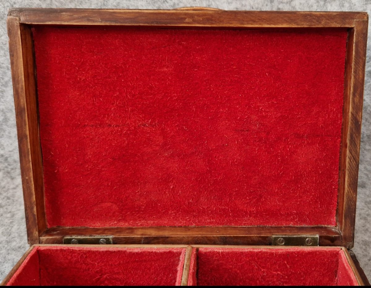 Jewellery Box Wooden Birds Eye Maple Handcrafted 2 Compartments Vintage - Image 4