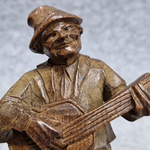 Anri Treen Carved Wooden Figure Man Playing Guitar Vintage - Image 3