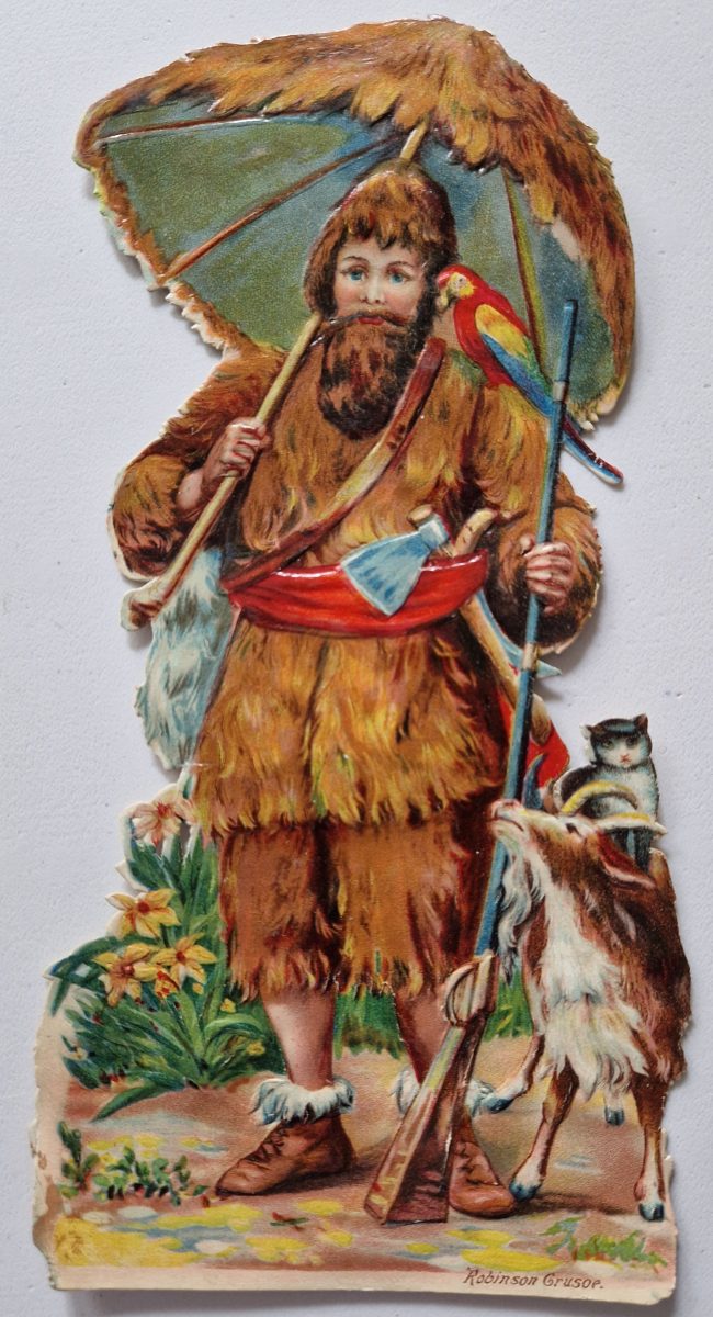 Paper Picture Scraps Robinson Crusoe Little Red Riding Hood Original Litho 1890's - Image 3