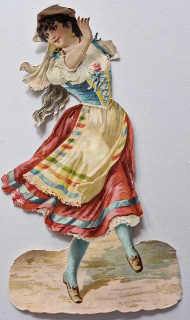 Paper Picture Scraps 2 Large Gypsy Girl Original Lithographic 1890's