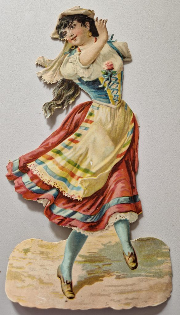 Paper Picture Scraps 2 Large Gypsy Girl Original Lithographic 1890's