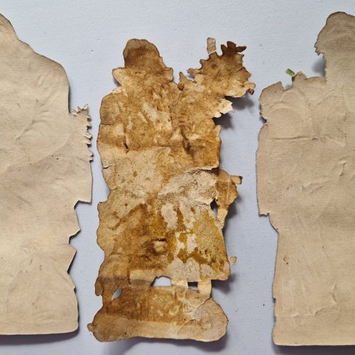 Paper Picture Scraps 3 Die Cut Father Christmas Carrying Toys Lithographic 1890's - Image 2
