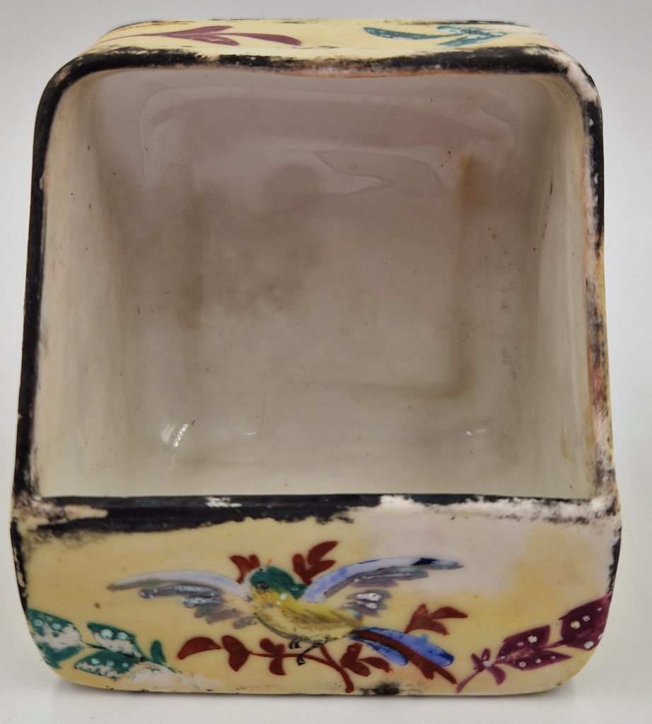 Bird Seed Feeder Hand Painted Hard Paste Porcelain Antique
