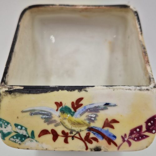 Bird Seed Feeder Hand Painted Hard Paste Porcelain Antique - Image 3