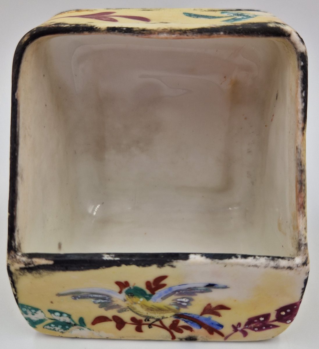 Bird Seed Feeder Hand Painted Hard Paste Porcelain Antique - Image 2