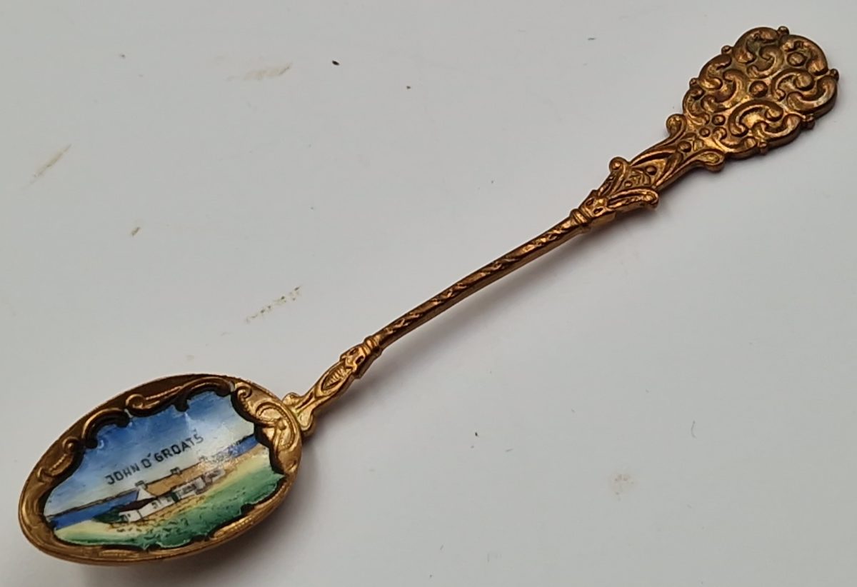 Souvenir Enamel Spoon Tea Coffee Hand Painted John O'Groats's Vintage - Image 1