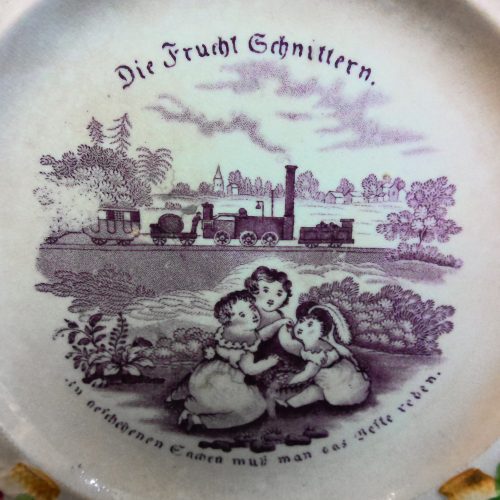 Nursery Plate Wedgwood Pottery German Text Fruchtschnittern Antique - Image 7