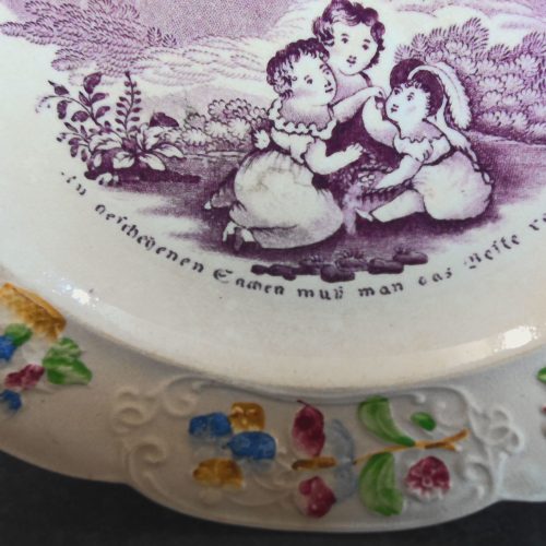 Nursery Plate Wedgwood Pottery German Text Fruchtschnittern Antique - Image 10