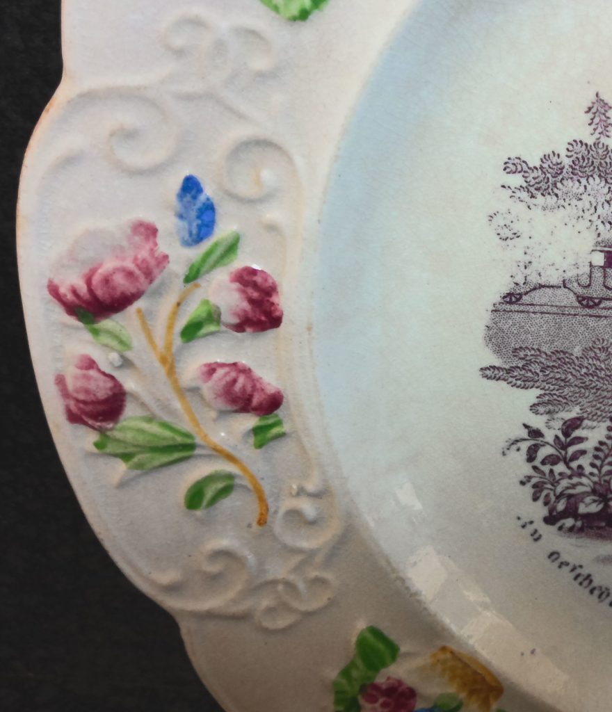 Nursery Plate Wedgwood Pottery German Text Fruchtschnittern Antique