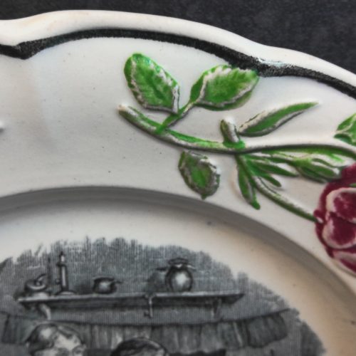 Nursery Plate Middlesbrough Pottery Moulded Rose Boarder Antique - Image 7