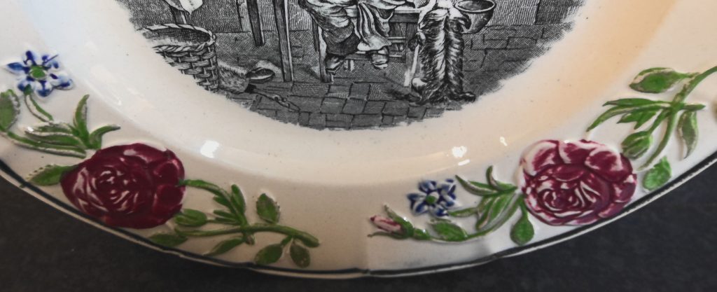 Nursery Plate Middlesbrough Pottery Moulded Rose Boarder Antique