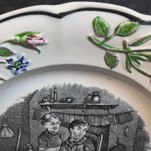 Nursery Plate Middlesbrough Pottery Moulded Rose Boarder Antique - Image 10