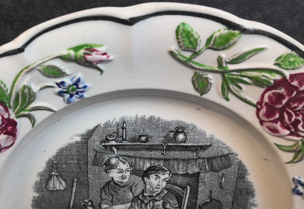 Nursery Plate Middlesbrough Pottery Moulded Rose Boarder Antique - Image 10