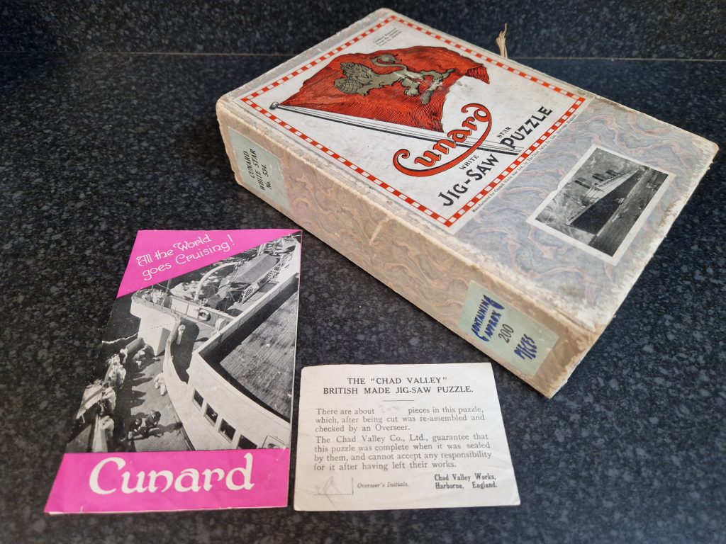 Jigsaw Puzzle Chad Valley Cunard White Star No. 534 Queen Mary 1930's Vintage