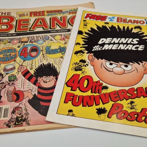 BEANO Comic No.2539 1991 FREE Dennis the Menice 40th Anniversary Poster - Image 1