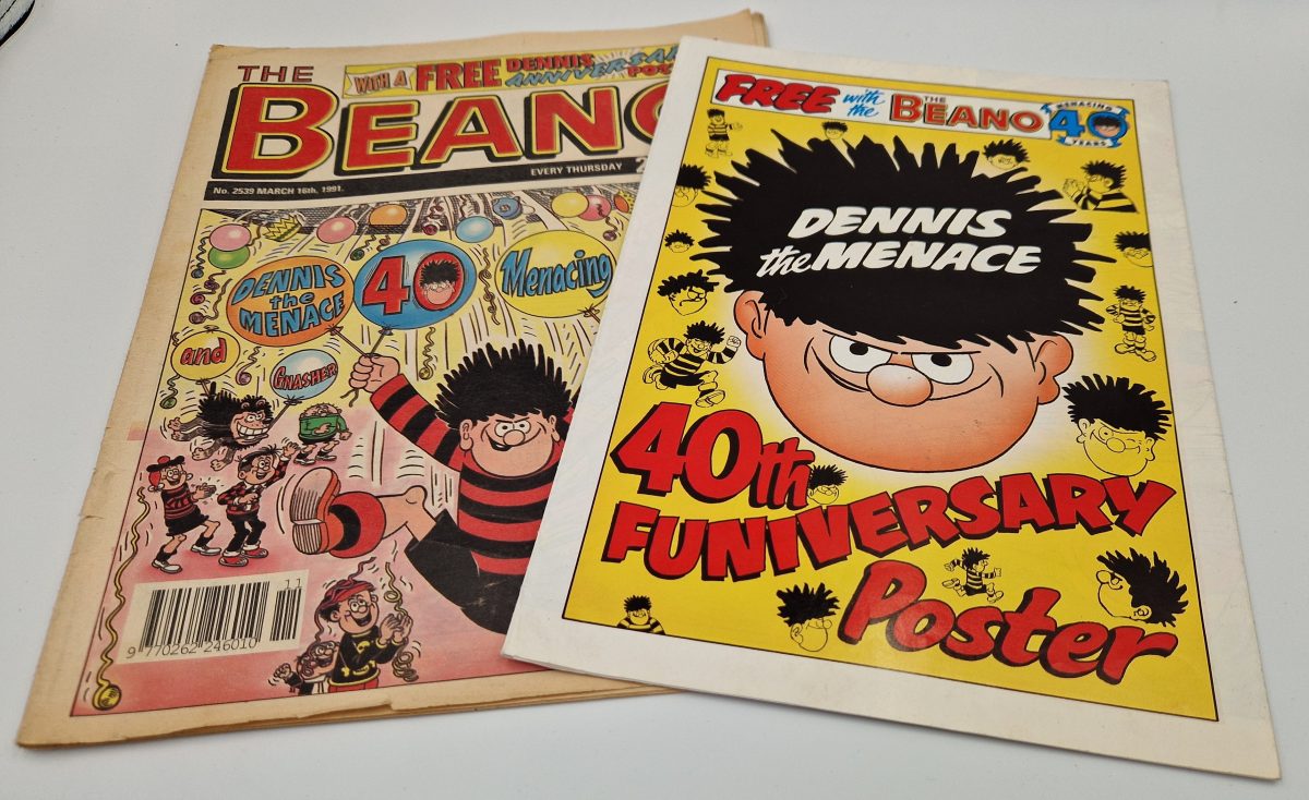 BEANO Comic No.2539 1991  FREE Dennis the Menice 40th Anniversary Poster - Image 1