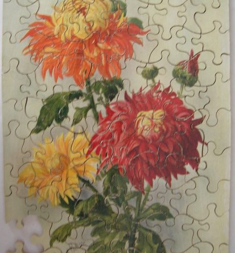 Jigsaw Puzzle Photochrom Wooden 100pc CHRYSANTHEMUMS Vintage - Image 2